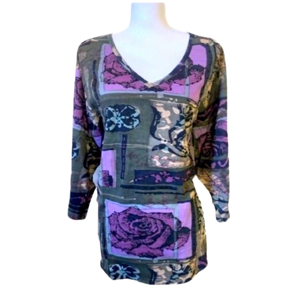 NWT Zashi multicolored sequin beaded knit top. V-neck. 100% cotton. Size 3X